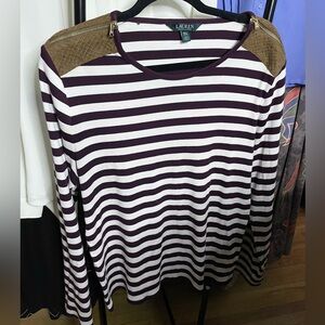 Ralph Lauren Maroon Striped Shirt (shoulder detail)
